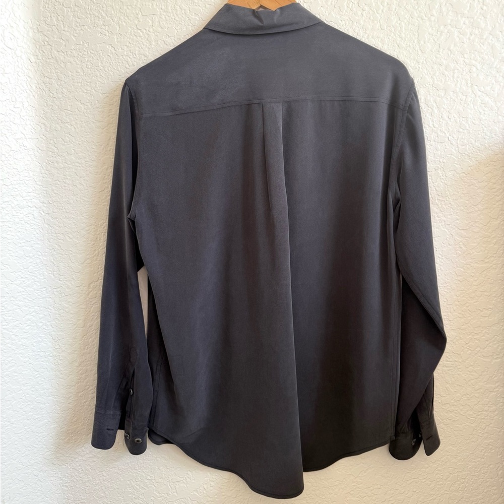 Equipment Femme Signature Silk Long Sleeve Collar Shirt 100% Silk S Black / Gray - Picture 5 of 7